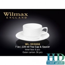 Чашка чайная с блюдцем Wilmax (220 мл)