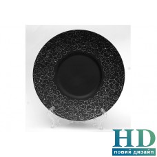 Тарелка круглая черная матовая с узором (25,4см) - FC0031-10
