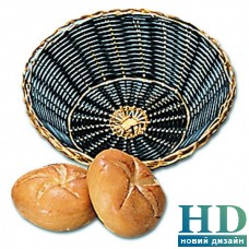 Хлебница круглая, 20 см , черная с золотым ободком плетеная